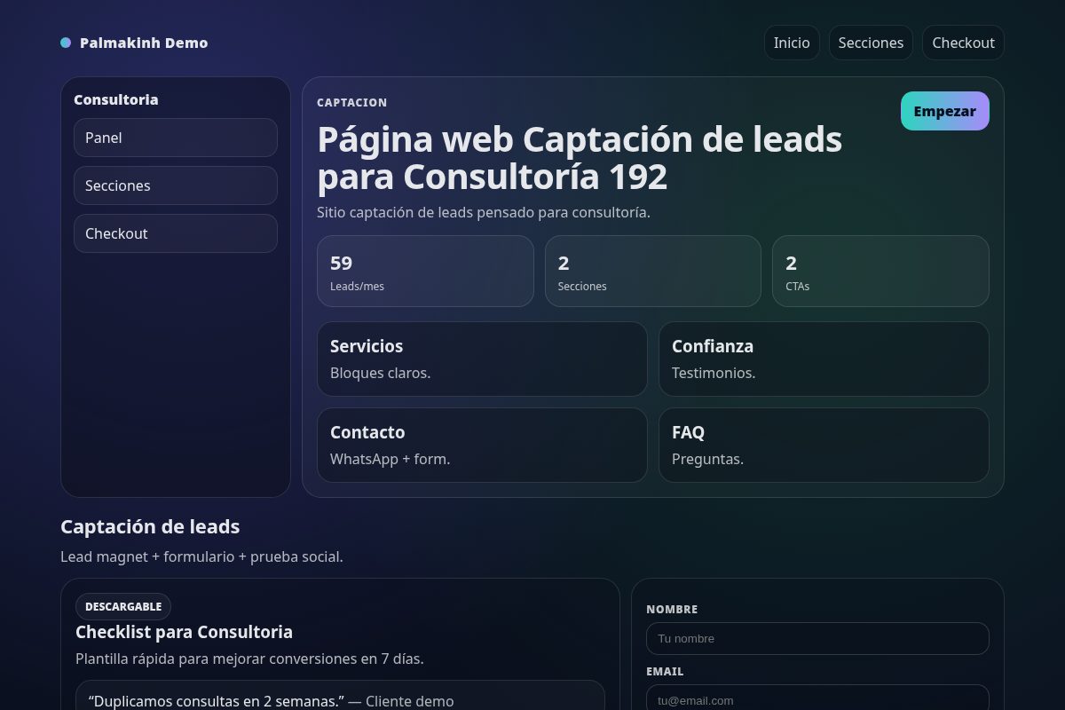 Página web Captación de leads para Consultoría 192