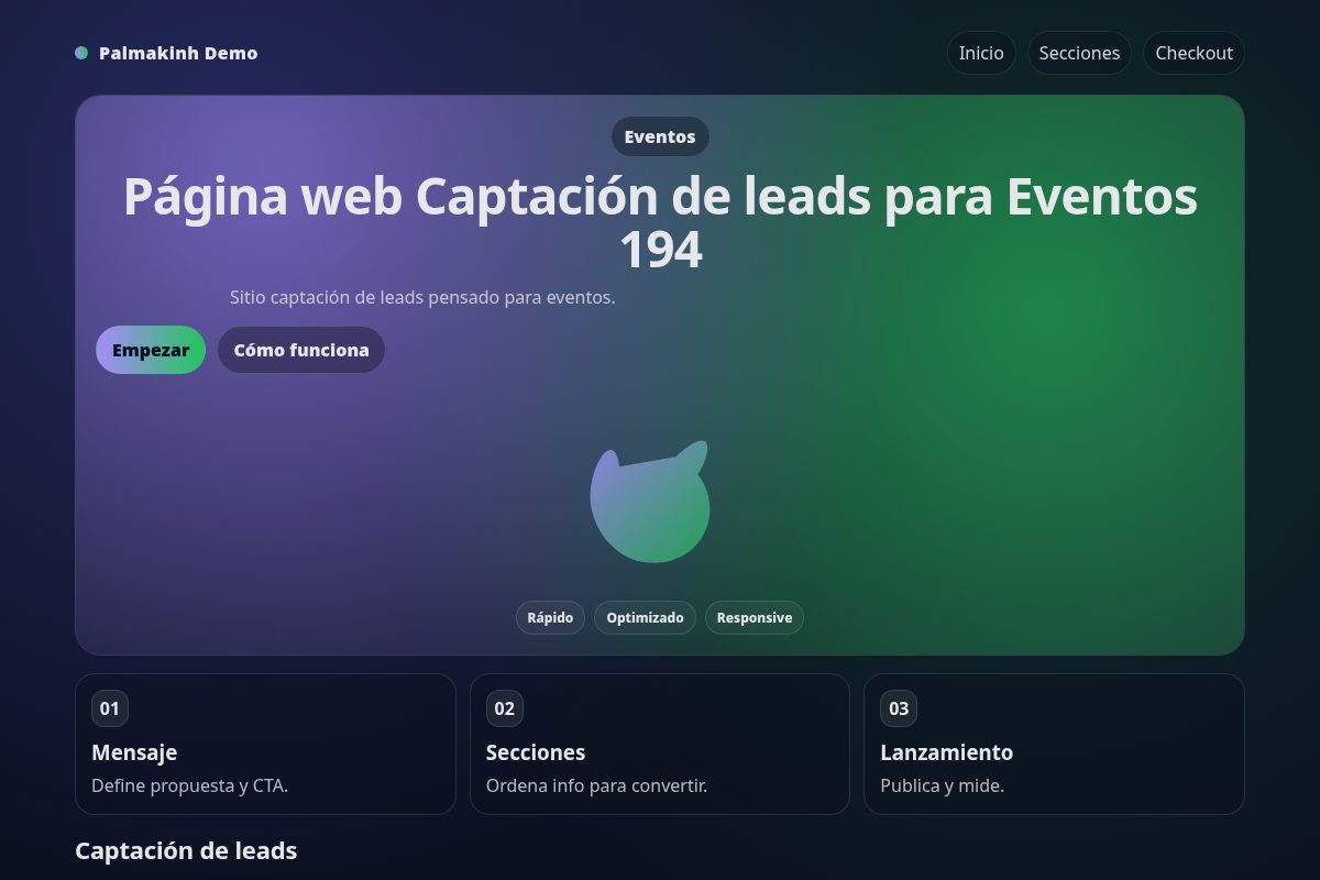 Página web Captación de leads para Eventos 194
