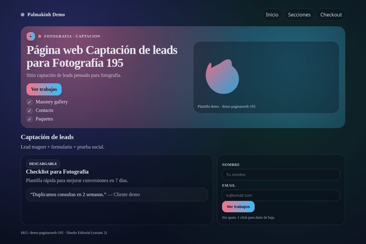 Página web Captación de leads para Fotografía 195