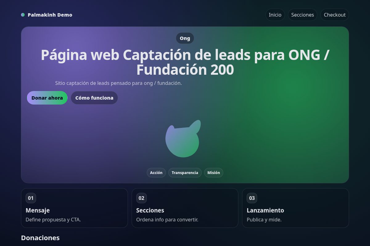 Página web Captación de leads para ONG / Fundación 200